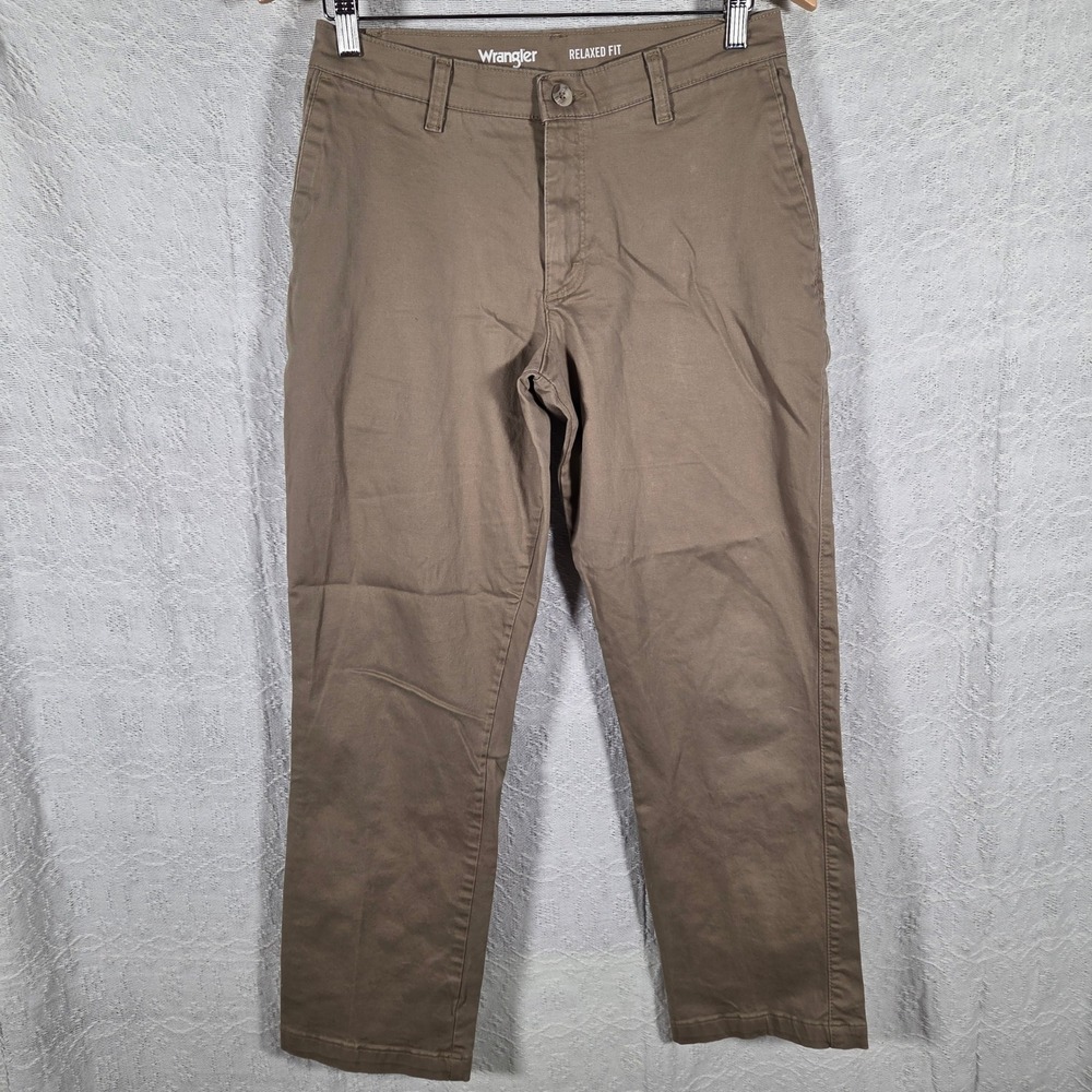 Wrangler Relaxed Fit Chino Pants Mens 30x30 Brown Cotton Stretch Work wear